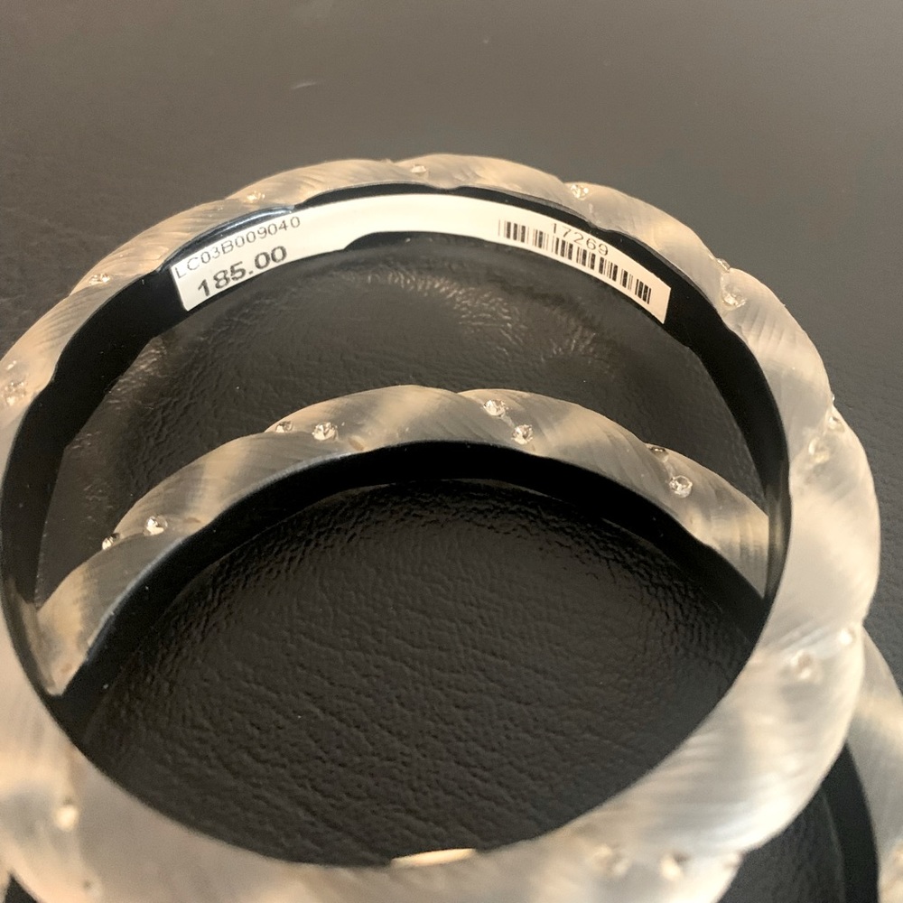 Two brand new Alexis Bittar lucite bracelets (Ivory with 65 rhinestones in each)